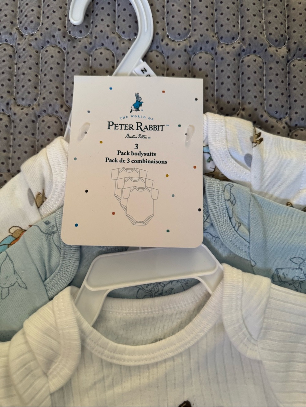 Peter Rabbit White Ribbed Cotton Baby Bodysuit - 3-Pack - Picture 5 of 5